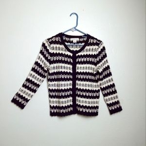 Liz Claiborne Black and White Striped Cardigan Women's Size S